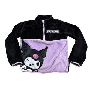 Kids Youth Sanrio Kuromi Fleece Zip Up Jacket S Streetwear Y2K Hello Kitty